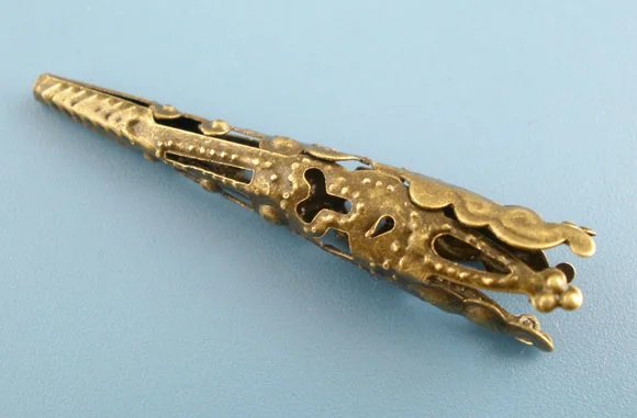 

Doreen Box Lovely 100PCs Bronze Color Filigree Nail Spacers Beads Caps 41x8mm Findings (B03063)
