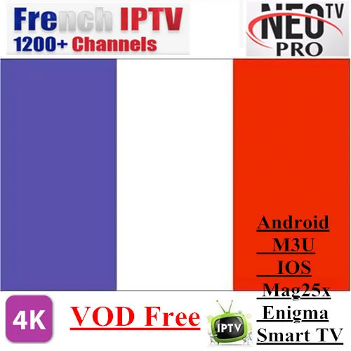 

French IPTV Subscription Android M3U Enigma2 Smart TV 1300 NEO TV Arabic France Belgium 2000 VOD abonnement smart set top tv box