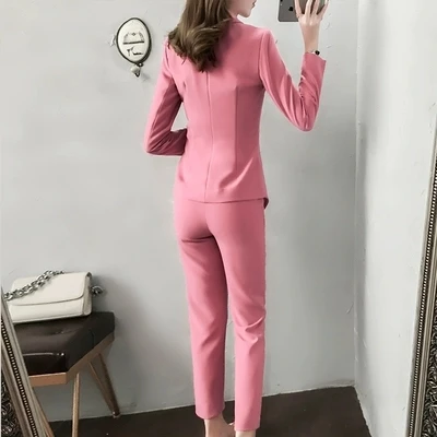 Petit Costume Nouvelle 1 Déesse Printemps Tempérament De Femme Haut Pantalon Rose Taille Costumes pièce Gamme Irrégulière Grande Mode Pantalons Deux gqOx1