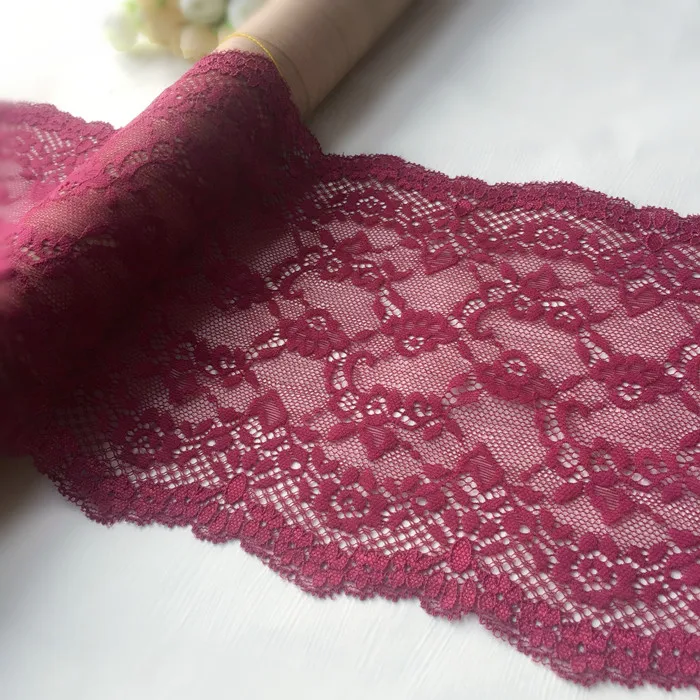 Buy 4Meters/Lot 17cm Wine Red Lace Trims Stretchy