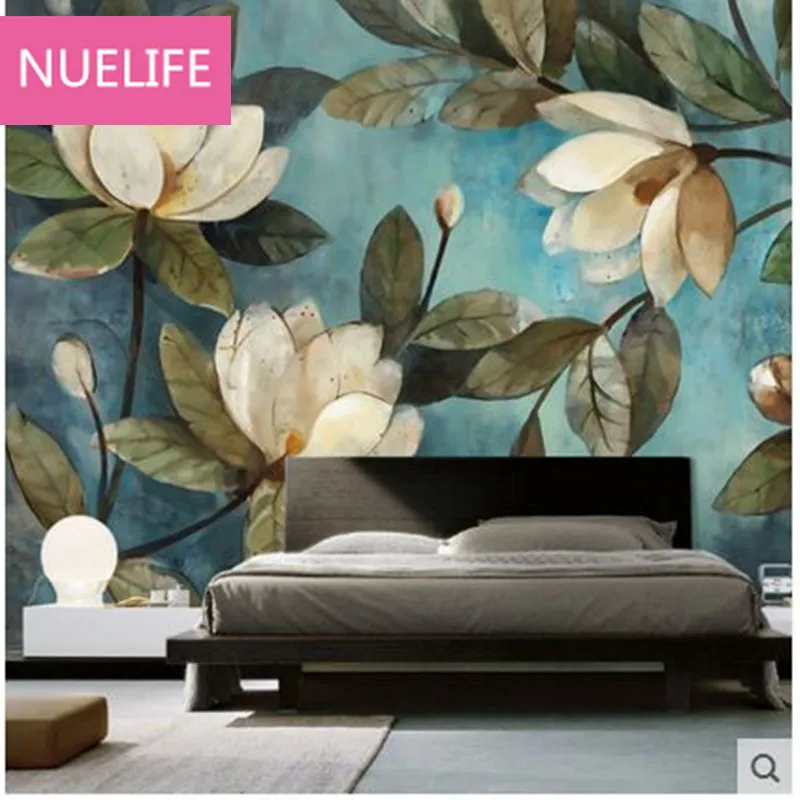 

0.53x10m painted Magnolia Oil painting large mural living room bedroom restaurant TV sofa background wallpaper