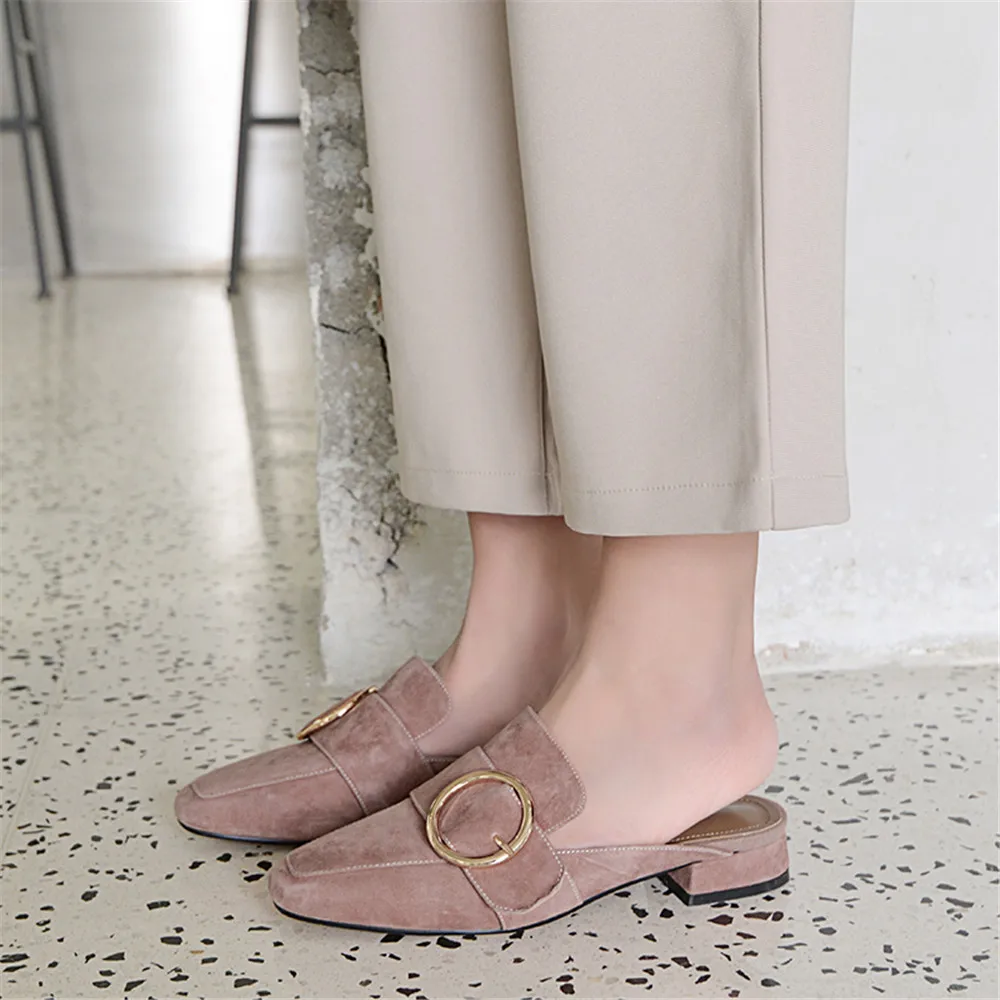 ASUMER/2018 модные весна-осень женская обувь с квадратным носком туфли повседневные Сабо обувь замша тапочки черный розовый