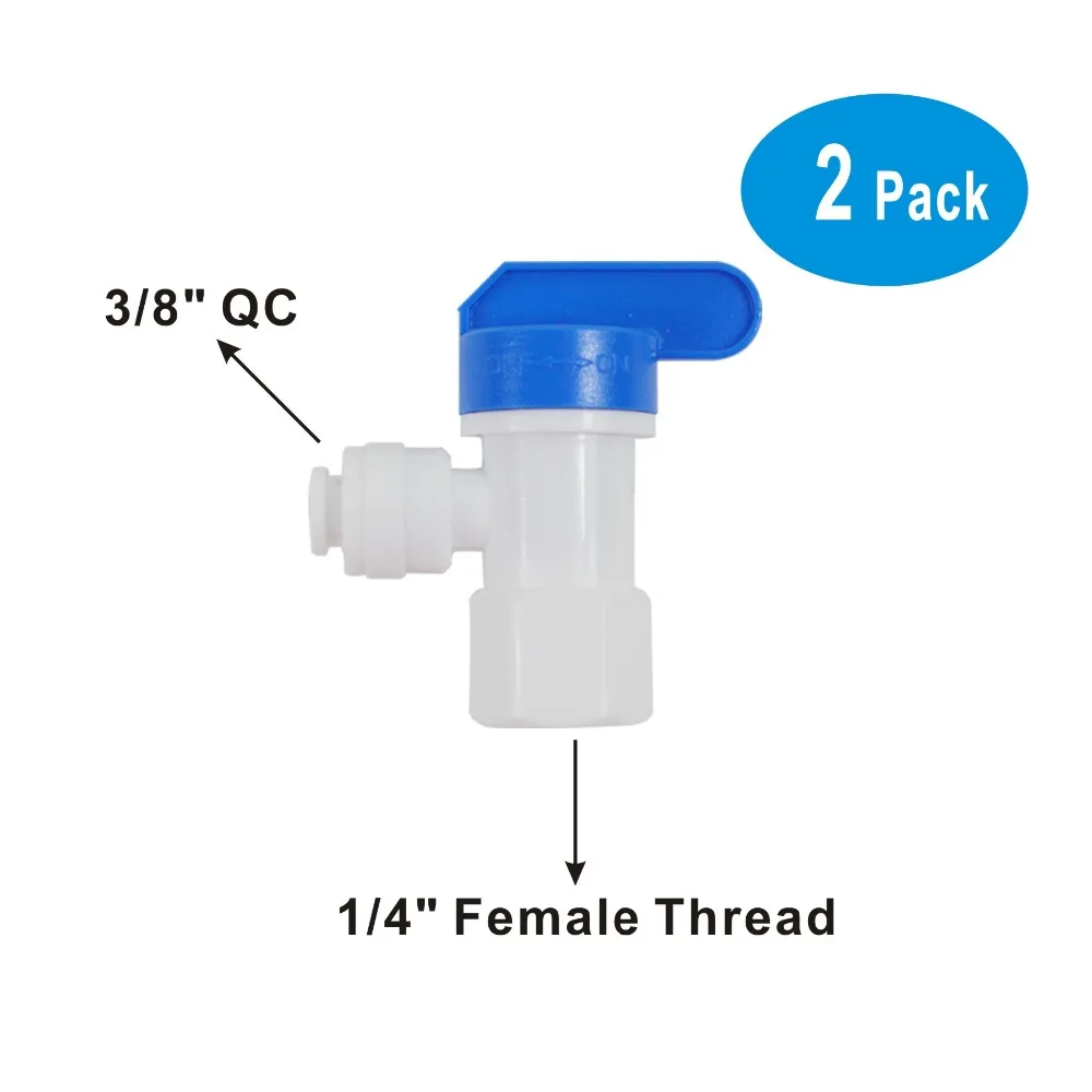 

RO Replacement Tank Valve for Universal Reverse Osmosis Storage Tanks (3/8" QC x 1/4" Thread Female) -Pack of 2