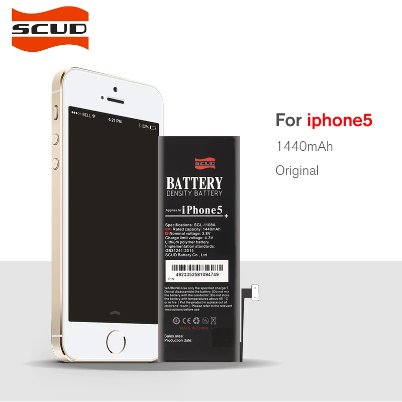 2017 Новый оригинальный аккумулятор SCUD для телефона iphone 5 реальная емкость 1440 мАч с