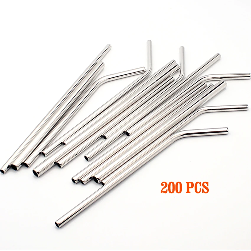 

Homeystyle 200Pcs Drinking Straw Reusable Straws Set High Quality Eco Friendly Stainless Steel Metal Straw For Mugs 6*215mm