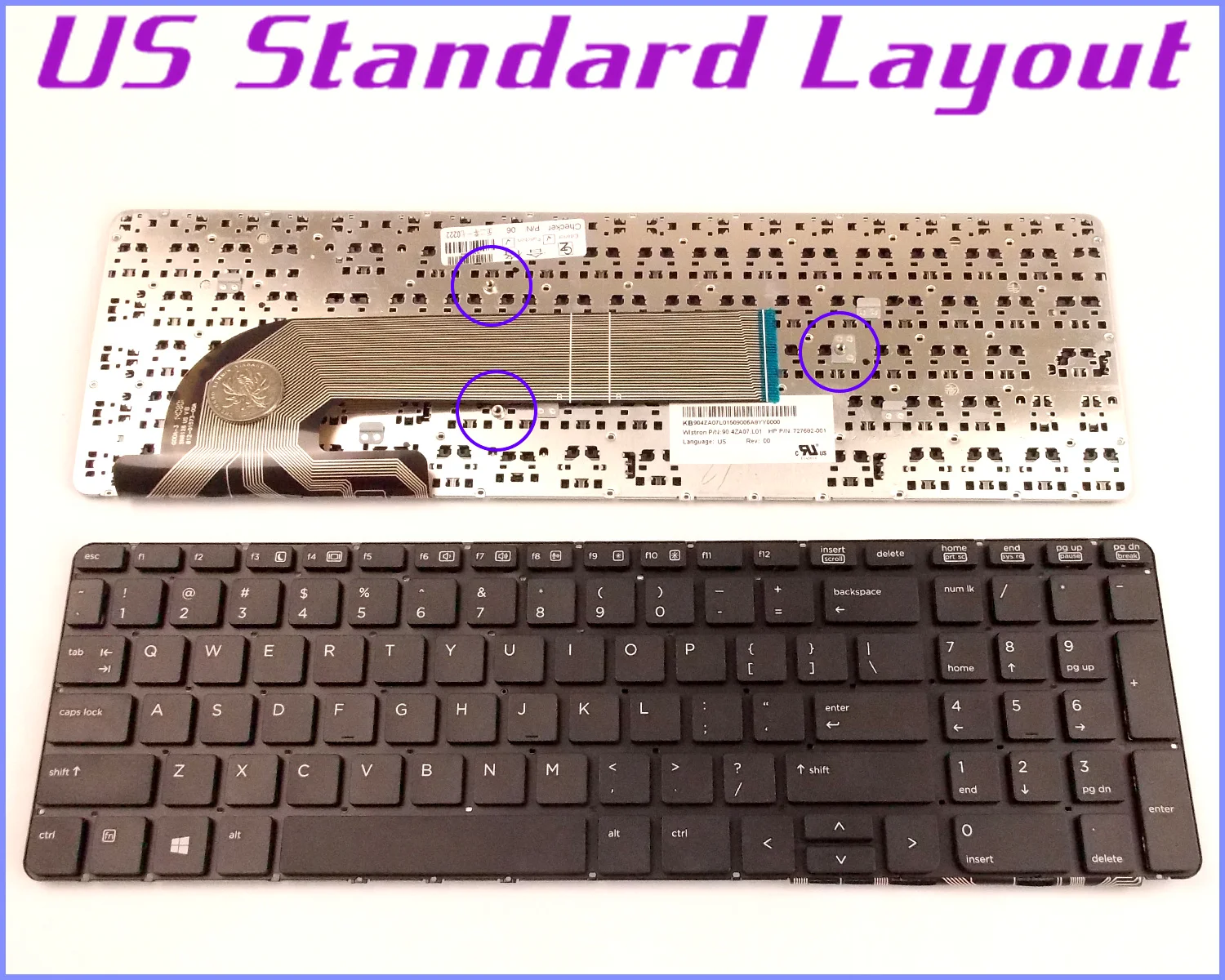 New US Layout Keyboard for HP PROBOOK 450 G2 470 G2 SN8126 90.4ZA07.L01