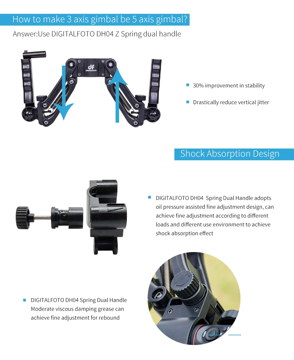 DH04 Z axis весна двойная ручка карданный держатель для ZHIYUN Crane 2 DJI Ronin S/SC MOZA AIRCROSS Smooth 4 OSMO mobile 2 AK2000