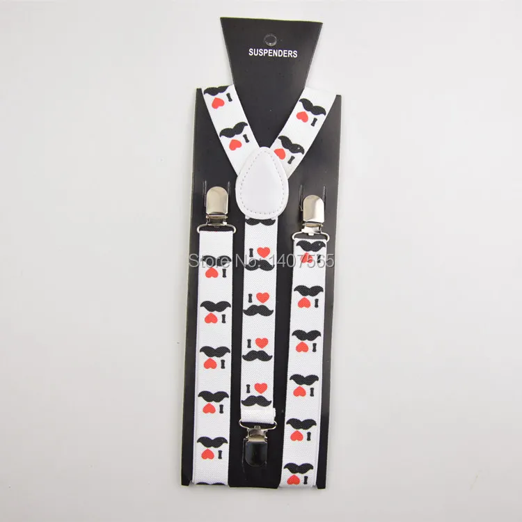 

Clip-on Mens Suspenders Ladies Unisex Adjustable Braces Elastic white peace and heart sharp Suspenders 2.5*100cm