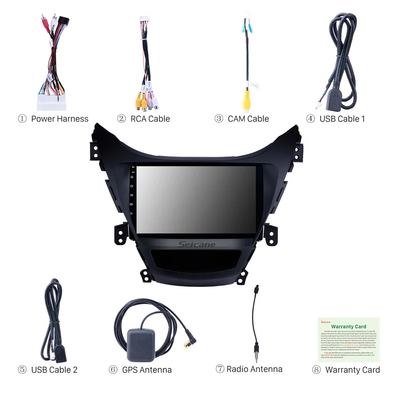 Excellent Seicane 2Din 9 Inch Android 8.1 Car Radio Head Unit For 2011 2012 2013 Hyundai Elantra GPS Multimedia Player Support Wifi RDS 3