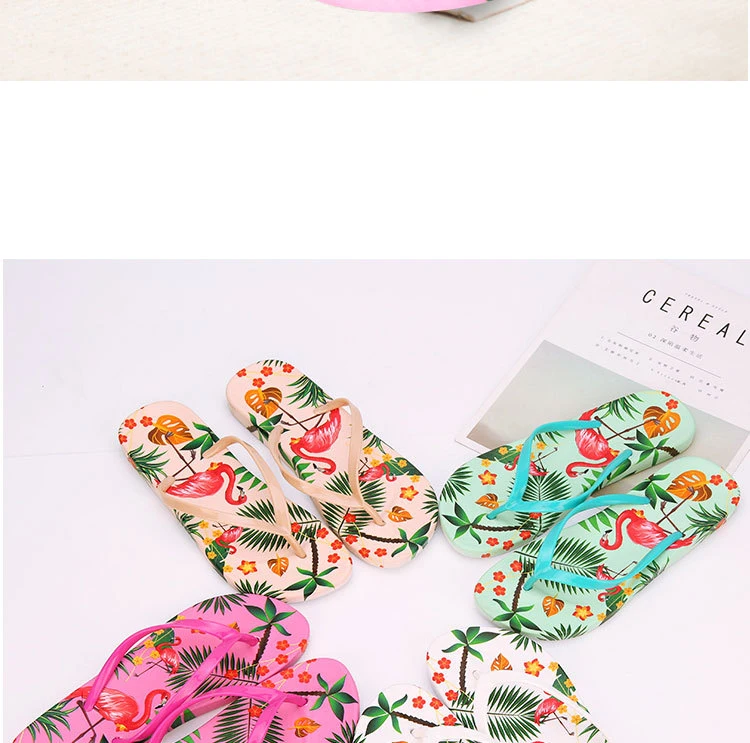 STRAVEL/Женская обувь; пляжные сланцы с цветочным принтом Фламинго; летние модные шлепанцы; Женская удобная домашняя обувь; женские сандалии на плоской подошве