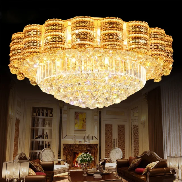 Best Price Luxury LED Crystal lamps Living Room Ceiling Light Atmosphere Living Room Lamp Crystal Light Round Lamps Lighting Large led