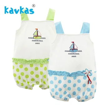 

Kavkas Summer Toddler Newborn Baby Girls Romper 6M 12M 18M 24M Sleeveless Cartoon Boat Printing Jumpsuits Sunsuit Playsuit