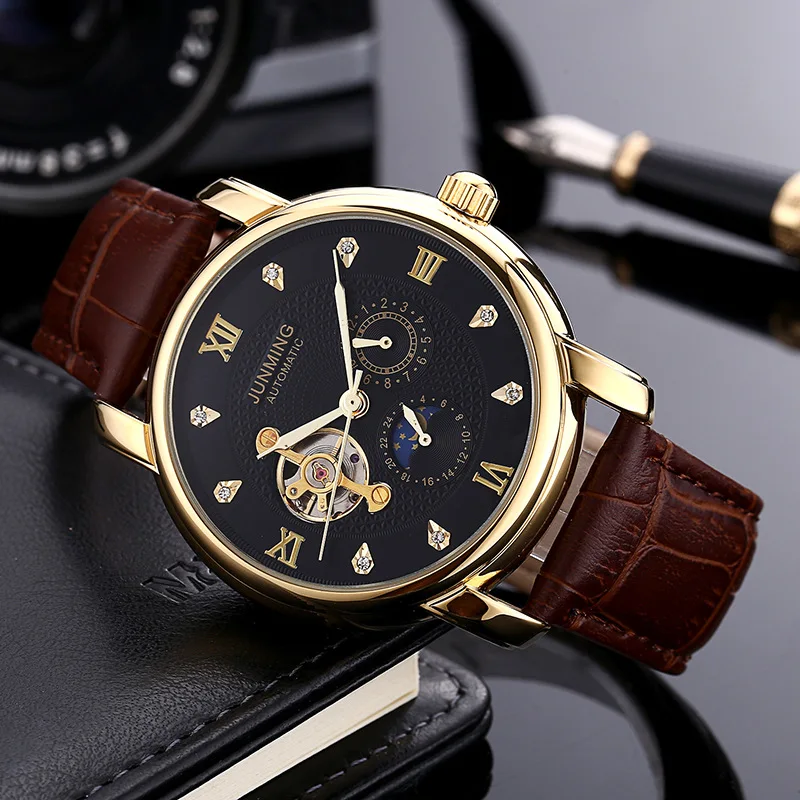 

Luxury Brand Analog Dial Male Diamond Gold Men Watch Waterproof Tourbillon Automatic Mechanical Men's Watches Erkek Kol Saati