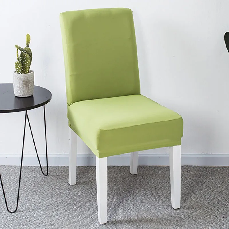 

Solid Color Dining Room Chair Cover Spandex Stretch Polyester Seat Cover Anti-dirty Chair Protective Case For Restaurant