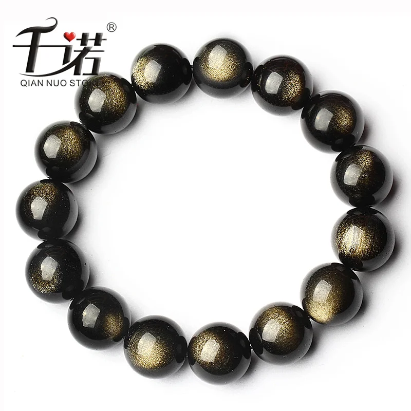

Natural gold stone bracelet obsidian bracelet male Women white crystal magnet