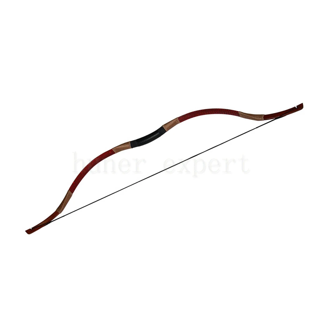 

A unisex youth archery wooden bow 30lbs handmade hunting recurve longbow with snakeskin leather