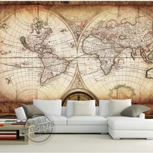 Papel pintado retro personalizado Mapa de navegación mundial murales para la pared del dormitorio de la sala de estar Papel de parede vinilo