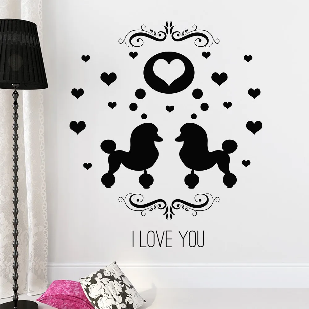 

Home Sweet Double Dogs Silhouette Home Decor Love You Wall Sticker Vinyl Art Removable Decor Design Poster Mural Decoration W257