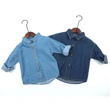 От 2 до 6 лет для маленьких мальчиков футболки в повседневном стиле, солидные Цвет топы из денима с длинным рукавом для детей Детская одежда; Одежда для мальчиков Демисезонный рубашка для маленьких мальчиков