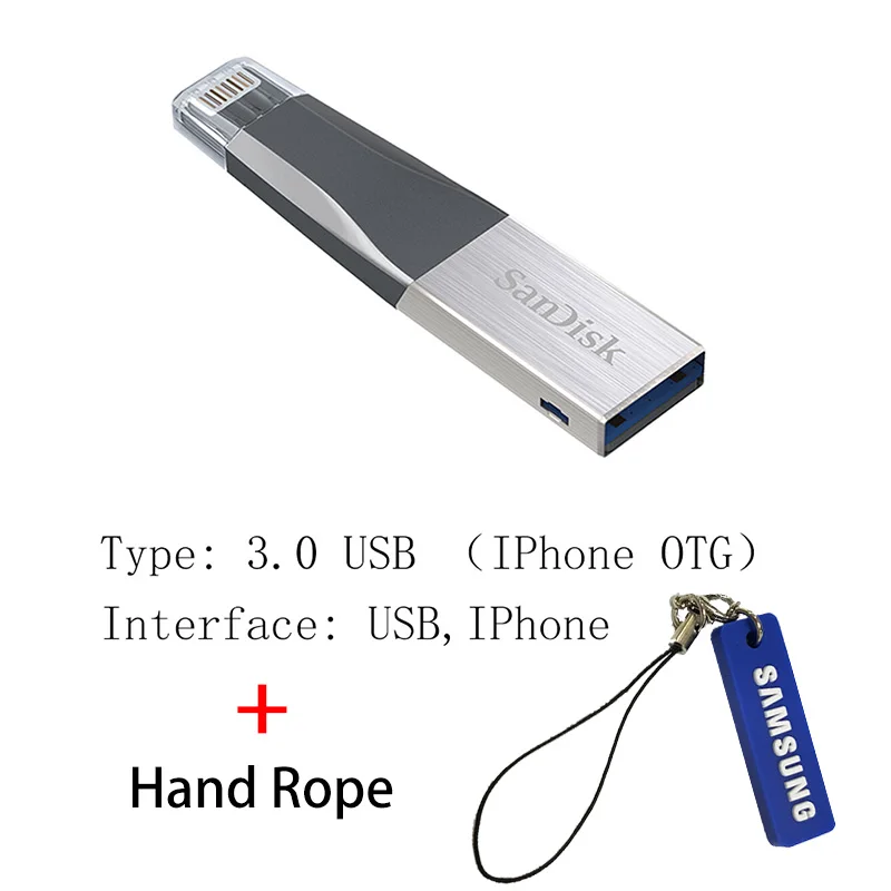 USB флеш-накопитель sandisk ixpand OTG 64, 128 ГБ, флешка 128 ГБ, 64 ГБ, 32 ГБ, 256 ГБ, флеш-накопитель 3,0, USB флешка, диск на ключ, память для телефона - Цвет: IX40N AA