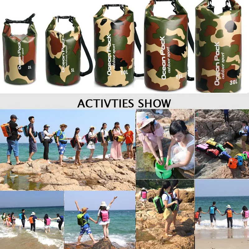 Outdoor Waterproof Bag Upstream Swimming Camouflage Professional Drifting Beach PVC Mesh Bag