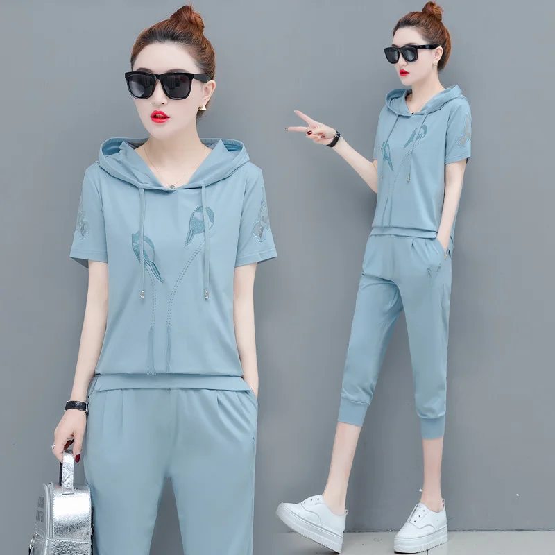 

Outfit Tracksuits for Women Sportswear Co-ord Set 2019 Summer Two Piece Set Plus Size Large Hoodies Top and Pants Clothes