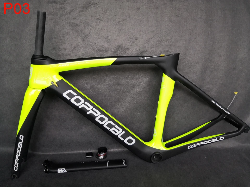 Best fluo yellow 2019 Carbon Road Bike Frame 47 50 53 55 57cm P03 glossy Carbon Frame Road Racing 6 colors bicycle frames 10