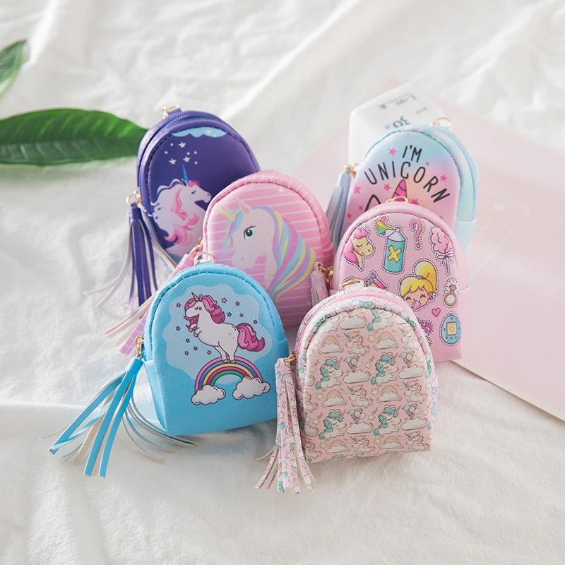 Cartoon Pink Unicorn PU Leather Key Chain Unicorn Key Ring Key Pendant