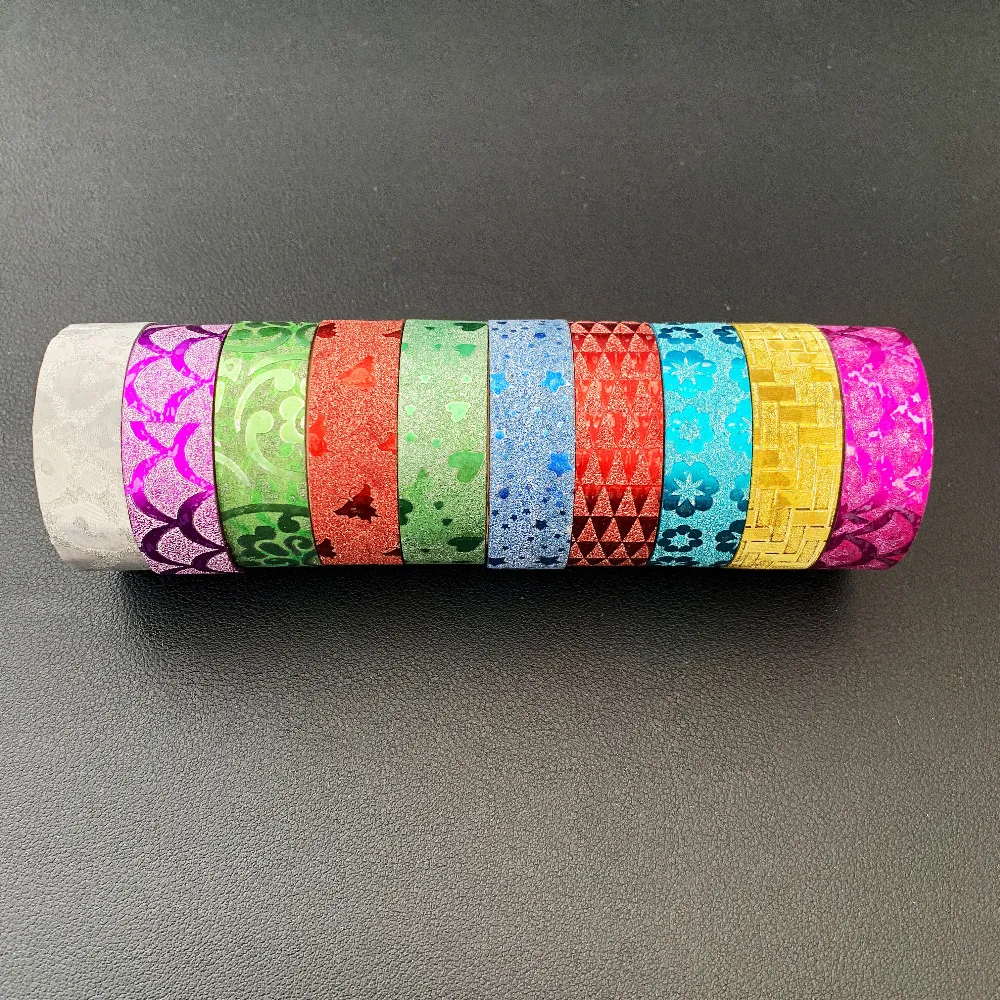 

10X Blingbling Velvet Heart Fan Flower Star Butterfly Wave Decorative Washi Tape Adhesive Masking Tape
