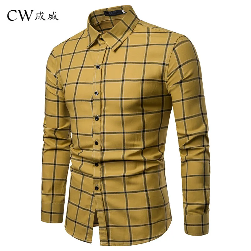 

2018 New Men Cotton Classic Plaid Shirt Long Sleeve Dress Shirt Men Business Formal Shirts Mens Clothing Camisa Masculina S-2XL