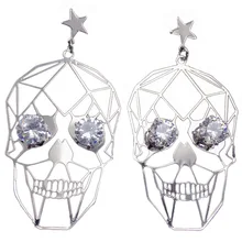 Череп панк стиль металлический полый женский лицо кристалл глаза серьги готические звезды серьги ювелирные изделия дропшиппинг