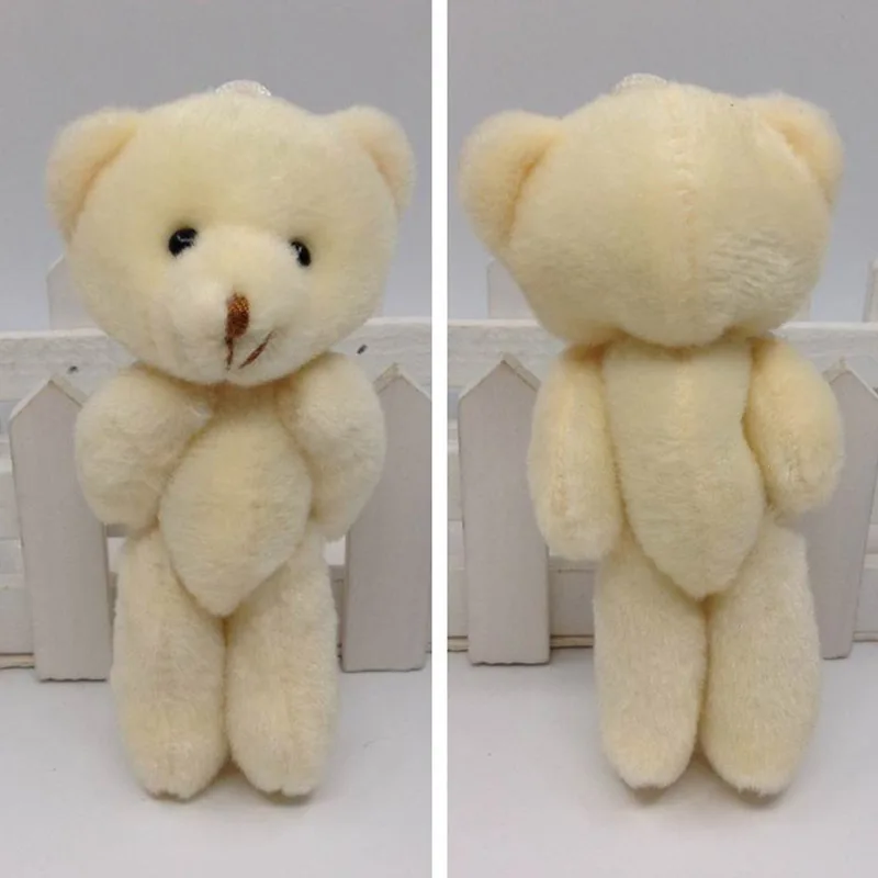 

50pcs/lot Mini Joint Teddy Bear plush toys chain white gummy bears 12cm animal for Wedding peluches bicho ursinho de pelucia