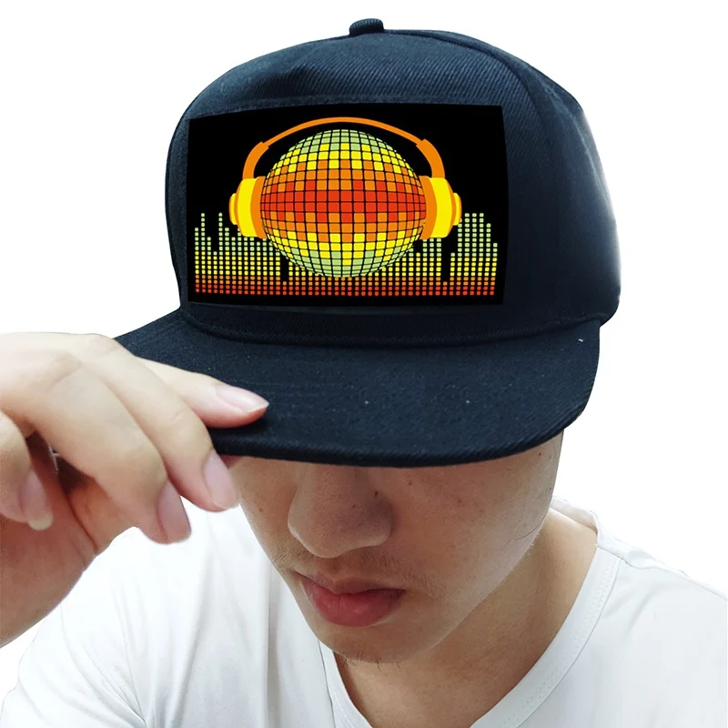 Light Up Sound Activated Baseball Cap DJ LED Flashing Hat With Detachable Screen For Man Woman