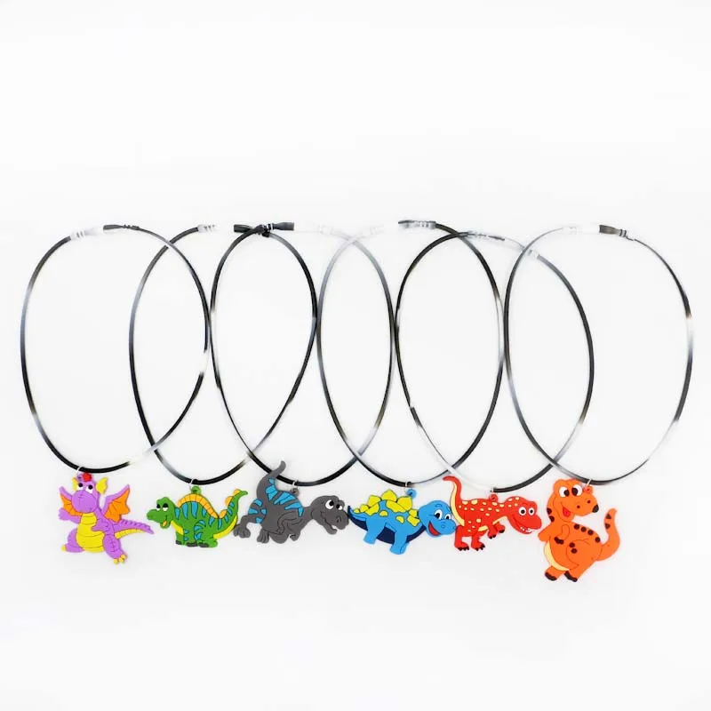 

6pcs/set Dinosaur Rubber Necklace Tropical Jungle Party Supplies Birthday Party Decorations Kids Favor Gifts Baby Shower Decor