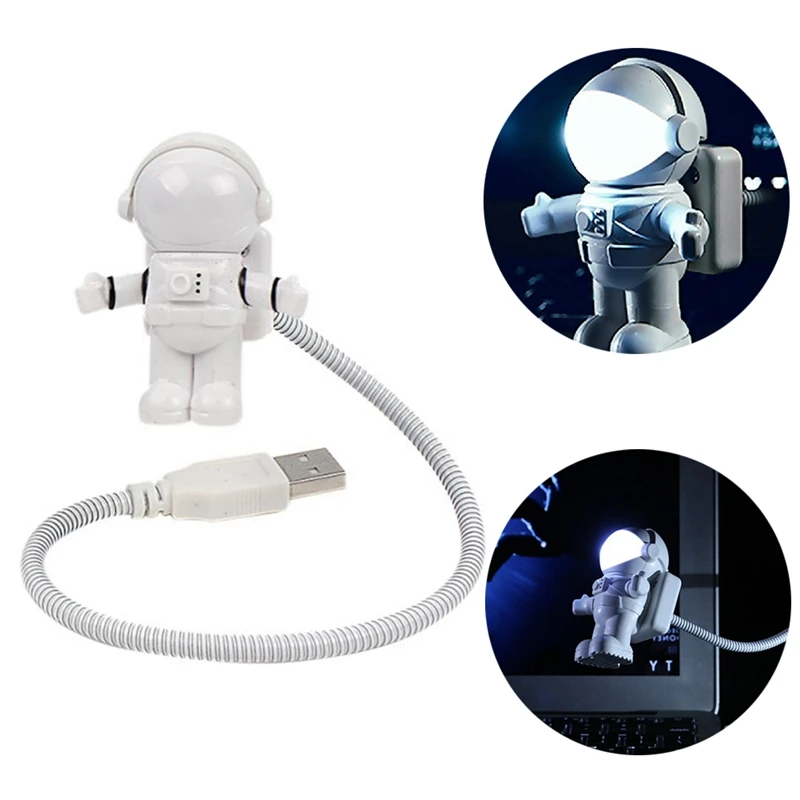 Cool Astronaut Spaceman Style Adjustable USB LED Night Light Desk Lamp for Laptop Computer PC - White