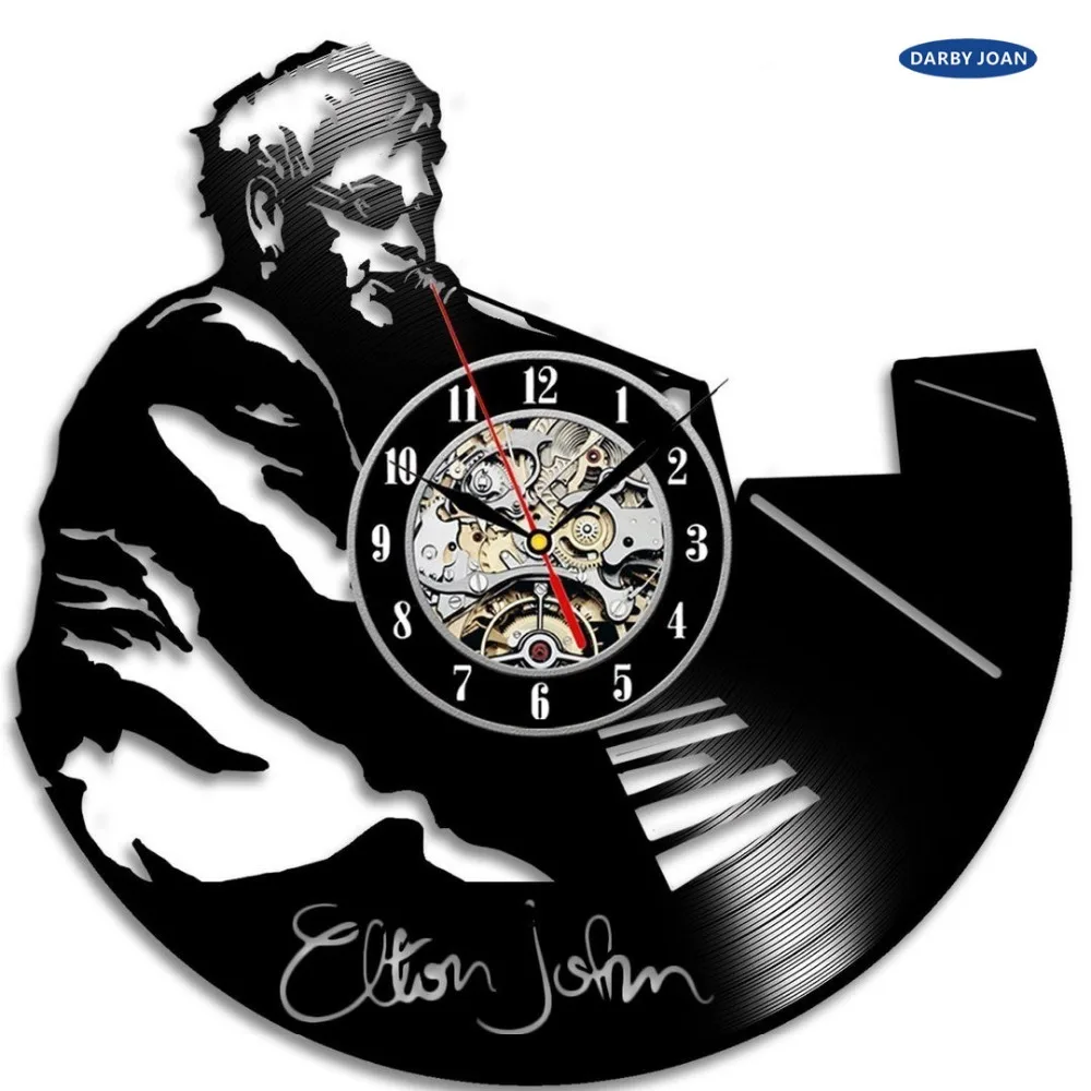 Лучший подарок для фанатов Elton John винтажные виниловые настенные часы saat
