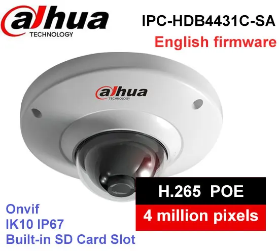 

Dahua H2.65 IPC-HDB4431C-SA 4MP IP67 IK10 built-in MIC with sd Card slot POE ip camera replace IPC-HDB4300C dome camera