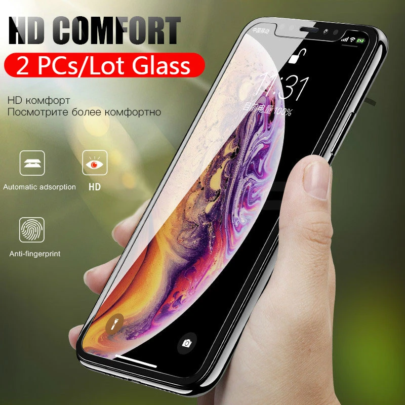 

2pcs Tempered Glass For iPhone XS Max XR X 8 7 Plus Screen Protector Glass for iPhone 6S 6 Plus 4 4S 5 5S 5C SE Cover Film Glass