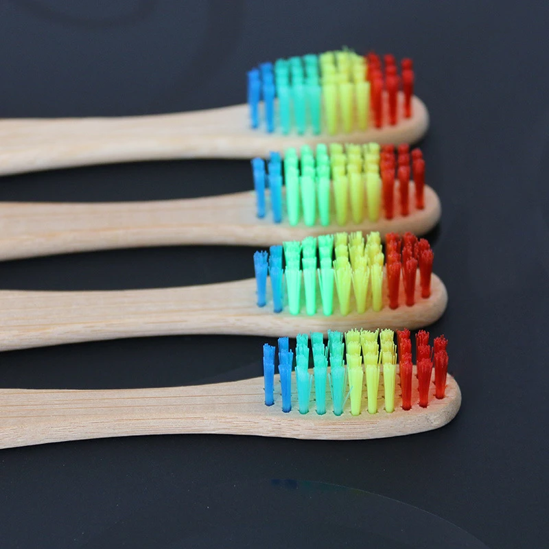 

1 PCColorful Head Bamboo Toothbrush Wholesale Environment Wooden Rainbow Bamboo Toothbrush Oral Care Soft Bristle