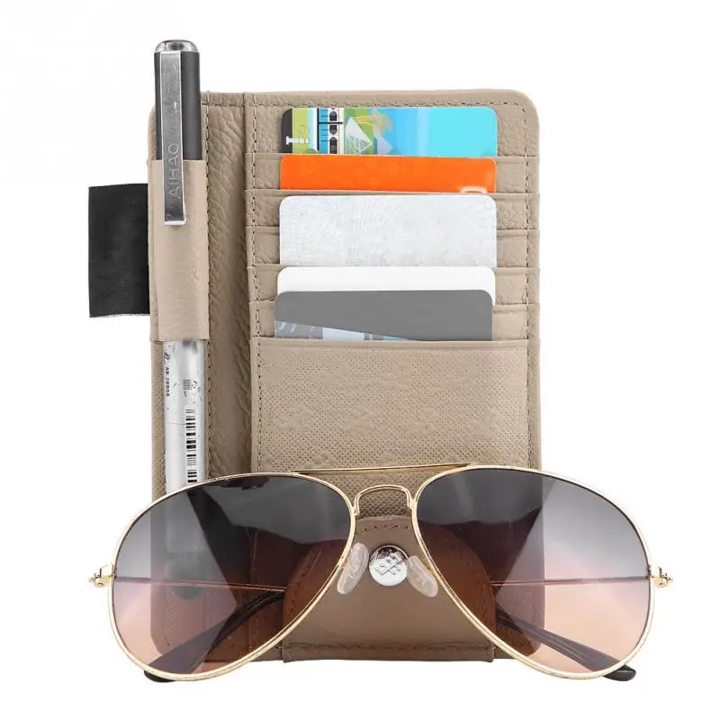Universal Multi function Car Sun Visor Card Holder Pen Ticket
