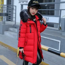 Girl’s Winter Coat The Child’s Coat Girls Coat In The Winter of 2017 New Children In Long Thick Fur Collar Jacket