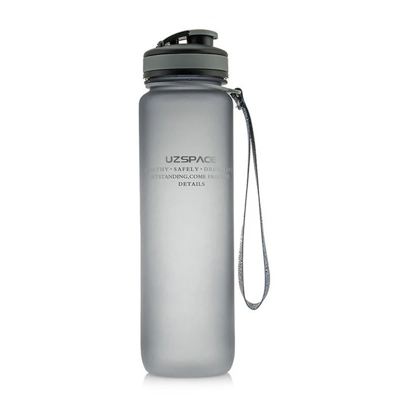 Пластиковая Спортивная бутылка для воды(1000 мл) TRITAN BPA FREE герметичная Велосипедная езда для улицы - Цвет: Светло-серый