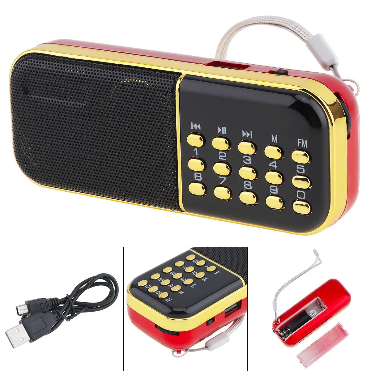 

E28 Portable Stereo FM Radio Mini Audio Card Speaker USB TF card MP3 Music Player with 3.5mm Headphone Jack for Home Outdoor
