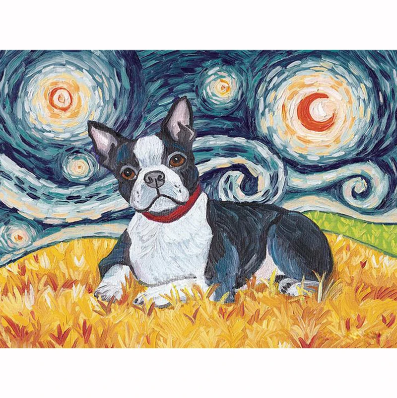 5D Diy Full Square Round Stone Resin Diamond Painting Cross Stitch Embroidery Sky Dog Mosaic Friend Gift | Дом и сад