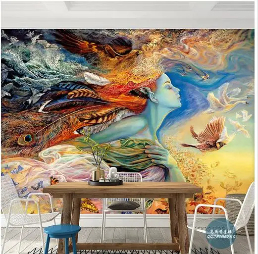 

Custom photo wallpaper 3d wall murals wallpaper goddess of peace doves swan high-end hand-painted paintings for living room wall