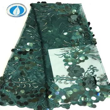 

3D Flowers and Sequins Latest African tulle Lace Fabric High Quality 2019 Nigerian Lace Fabric For Wedding African beads Lace