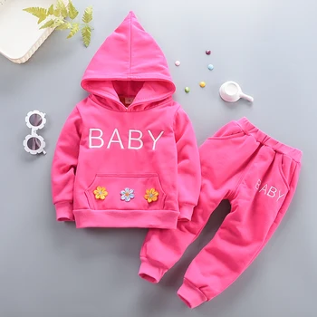 

2019 New Toddler Girls Boys Sports Clothes Set Fashion Hooded Warm Jacket+Pants 2PCS Baby Girls Casual Outwear Boys Outfits
