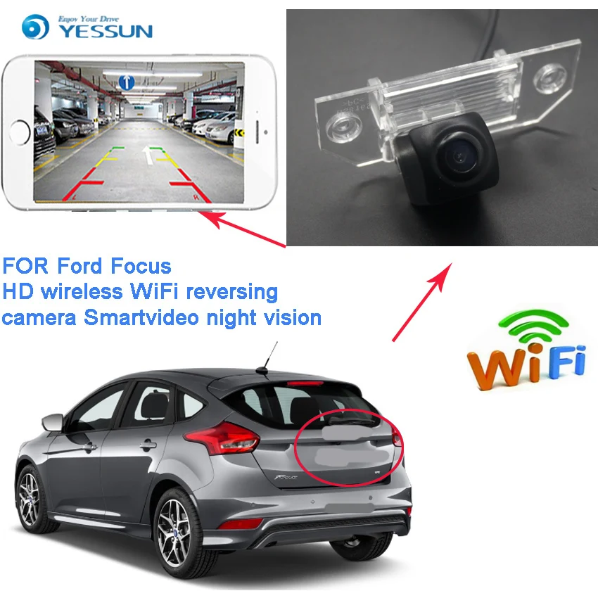 Автомобильная Wi Fi камера заднего вида YESSUN для хэтчбека Ford Focus 2004 ~ 2008 HD номерного