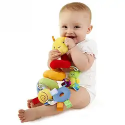 Музыкальная кровать вокруг Погремушки Мягкие милая плюшевая кукла висит пчела мультфильм звук Малыш игрушка новорожденных Baby'