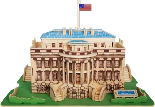 3d Three-dimensional Jigsaw Puzzle Wooden Toy Building Simulation Model Stereo Diy White House Construction Unisex 2021